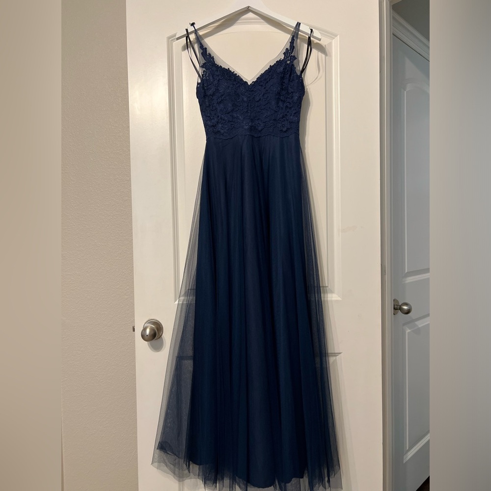 Watters size 0 navy blue bridesmaid dress